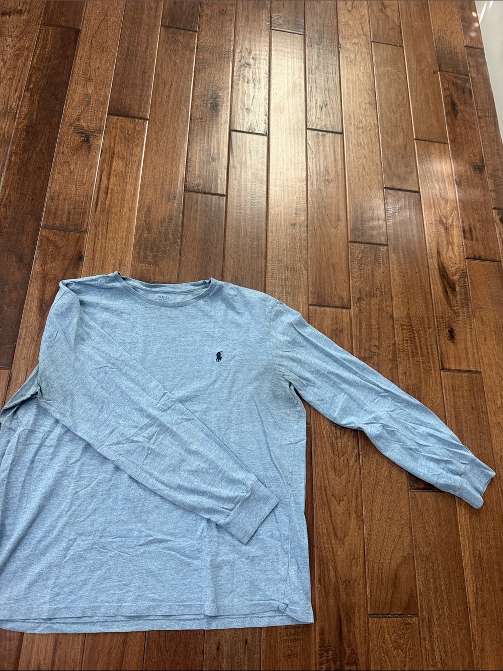 Polo by Ralph Lauren Light Blue Long-Sleeve Crew Shirt with Polo Pony
